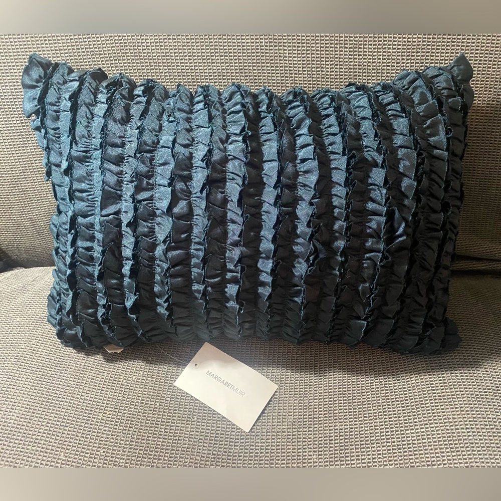 Vintage Margaret Muir Blue Ruffled Pillow